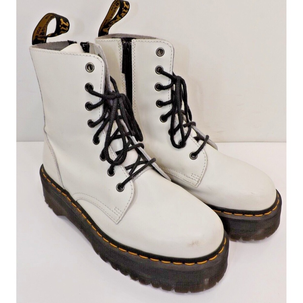 Dr. Martens Boots White Jadon Platform Leather Chunky Combat Lace Unisex M8 W9